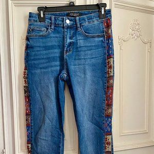 Judy Blue skinny jeans w/ western Aztec tuxedo stripe, women's size 5/27